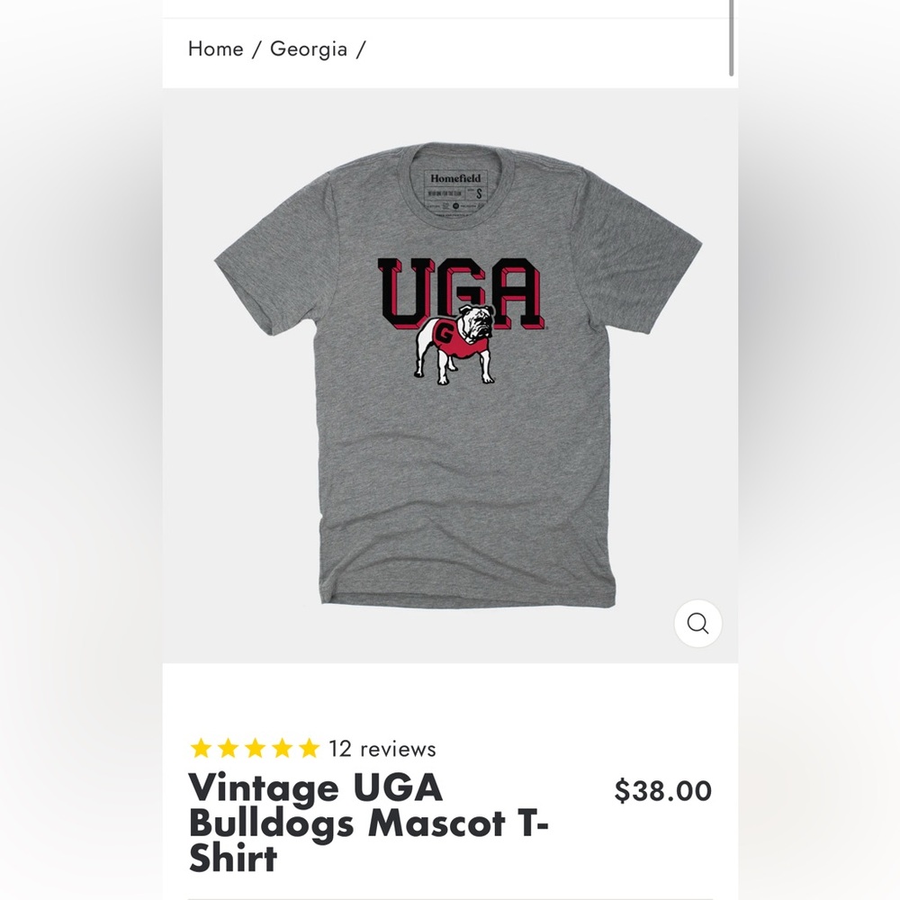 Gray UGA Bulldogs T-Shirt Homefield